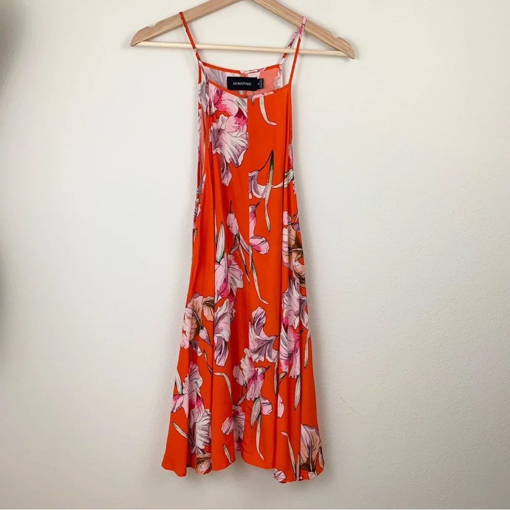✨5 FOR $25✨ Minkpink Orange Floral Swing dress - Picture 2 of 6